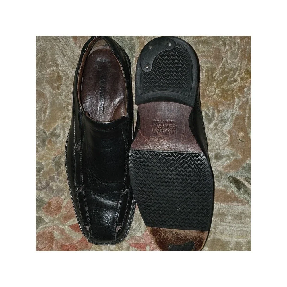Johnston & Murphy Shoes Men's Size 8.5 8-1/2  Black Leather Loafers Slip On
